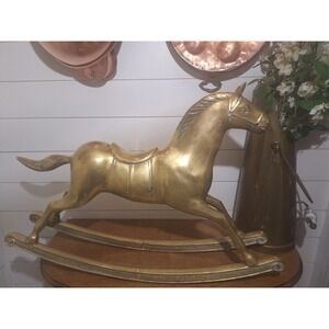 Antique large brass rocking horse 28" long 19" tall